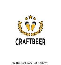 Craft beer logo design idea glass and wheat symbol