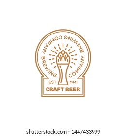 Craft beer logo design template in linear style. Vector illustration.