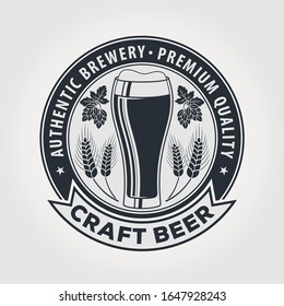 Craft Beer logo design template with Beer glass. Vector illustration