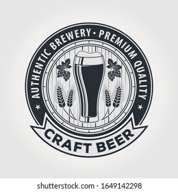 Craft Beer logo design template with Barrel of Beer. Vector illustration