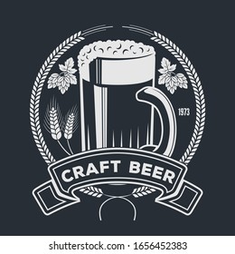 Craft Beer logo design template with Beer mugs. Vector illustration