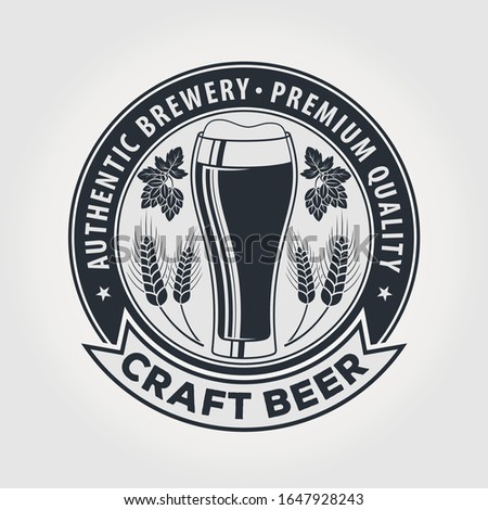 Craft Beer logo design template with Beer glass. Vector illustration