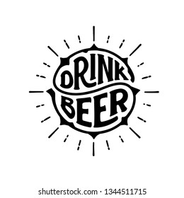 Craft beer logo. Handwritten circle calligraphy lettering for greeting cards, posters, prints or home decorations. Vector illustration