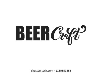 Craft beer logo. Handwritten lettering for restaurant, cafe menu. Vector design for greeting cards and poster. Vector illustration.