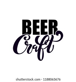 Craft beer logo. Handwritten lettering for restaurant, cafe menu. Vector design for greeting cards and poster. Vector illustration.