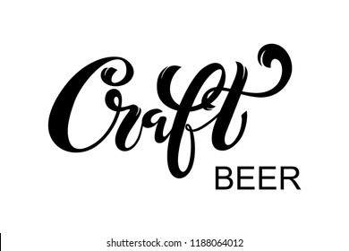 Craft beer logo. Handwritten lettering for restaurant, cafe menu. Vector design for greeting cards and poster. Vector illustration.