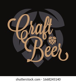 Craft beer logo. Beer hop lettering on black background