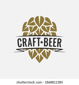 Craft beer logo with beer hop on white background
