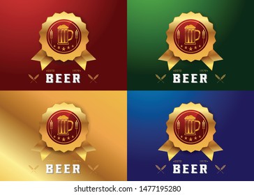 Craft beer logo icon  emblem design. Rough Handmade Alcohol Banner. badge isolated on white background vector illustration