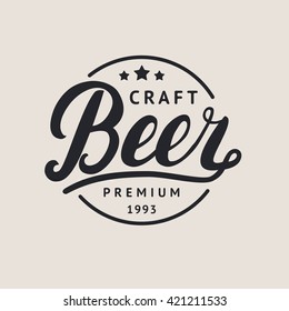 Craft Beer Logo, Label. Beer Hand Lettering. Vector Illustration.