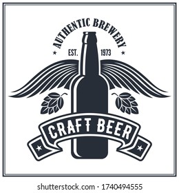 Craft Beer Logo, Poster, Badge or Label design template. Vector illustration