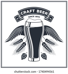 Craft Beer Logo, Poster, Badge or Label design template. Vector illustration