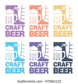 Craft Beer logo poster many colors vector eps 10