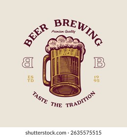 Craft beer logo with traditional mug.
