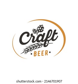 Craft beer logo- vector illustration of hops, emblem design on white background.