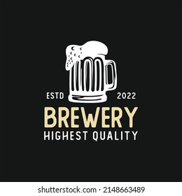 Craft beer logo. vector illustration, brewery emblem design on a black background.