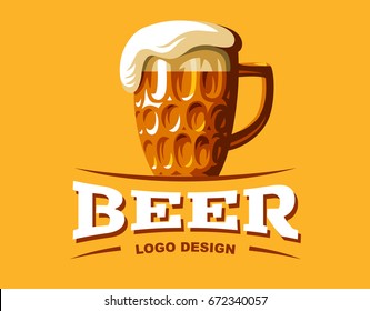 Craft beer logo- vector illustration, emblem brewery design on dark background