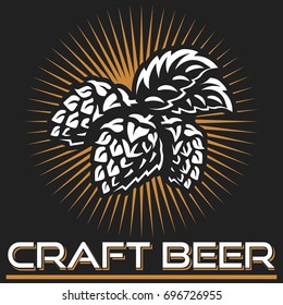 Craft Beer Logo- Vector Illustration, Emblem Brewery Design On Dark Background.