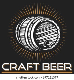 Craft beer logo- vector illustration, emblem brewery design on dark background.