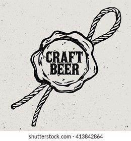 Craft beer logo. Vintage wax seal. 