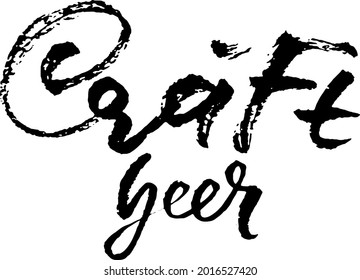 Craft beer. Modern dry brush lettering. Vector illustration.