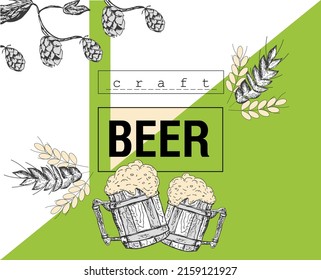 craft beer in mug cover. draft beer menu