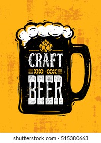 Craft Beer Mug With Foam Creative Lettering Composition On Rough Background