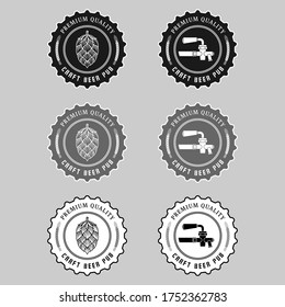 Craft beer pub emblem. Badges set. Vector illustration.