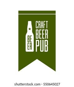 Craft beer pub logo concept isolated on white background. Beer bottle silhouette. Brew pub sign vector illustration. Simple mono craft beer icon infographic pictogram. Brewery label artwork design.