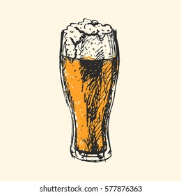 Craft beer and pub sketch vector illustration.