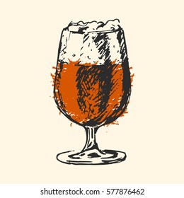 Craft beer and pub sketch vector illustration.