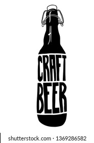 Craft Beer related typography quote. Hand lettered calligraphic design. Design element for beer pub. Vector vintage illustration.