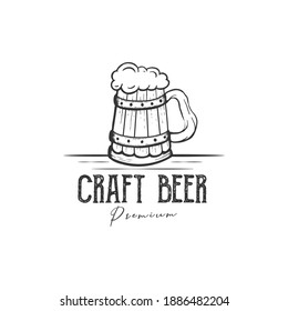 Craft beer retro vector logo design on white background.