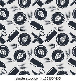 Craft Beer seamless pattern. Vintage style vector illustration.