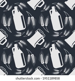 Patrón sin fisuras de Craft Beer. Ilustración vectorial de estilo vintage