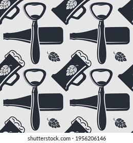 Craft Beer seamless pattern. Vintage style vector