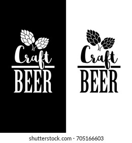 Craft beer sign in white and black color. Vector art.
