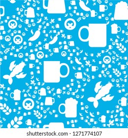 Craft beer silhouette seamless pattern. Brewery, Oktoberfest background. Textile, wrapping paper design