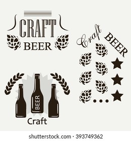 Craft beer sticker set concept design logos or icons