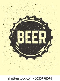 Craft beer text emblem on bottle cap. Vector