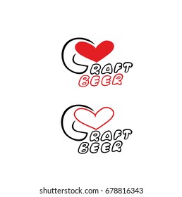 Craft beer text with the red heart.