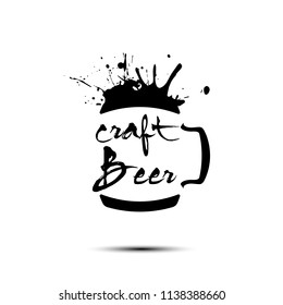 Craft beer typography. Beer logo template design. Grunge Style. Beer advertising. Vector  illustration