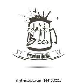 Craft beer typography. Beer logo template design. Grunge Style. Beer advertising. Vector  illustration