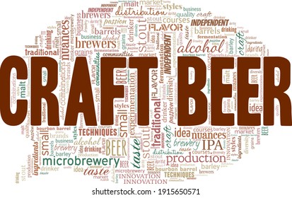 Craft beer vector illustration word cloud isolated on a white background.