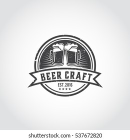 Craft beer vector logo, symbol or label template. Illustrator eps.10