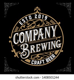 Craft beer vintage label. Vector layered