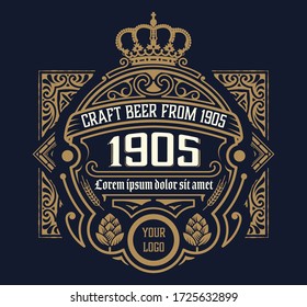 Craft beer vintage label. Vector layered