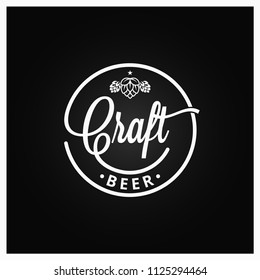 Craft beer vintage logo on black background