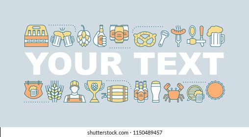 Craft beer word concepts banner. Pub. Brewery. Isolated lettering typography idea with linear icons. Craft brewing. Microbrewery. Vector outline illustration