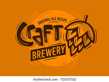Craft Brewery Logo With A Beer Hop Illustration. Vector Graphic.